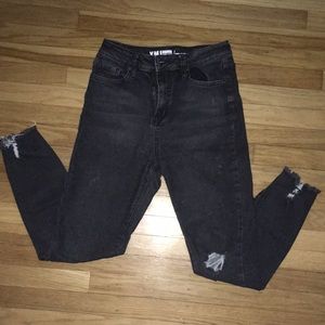 High-Waisted Ripped Jeans